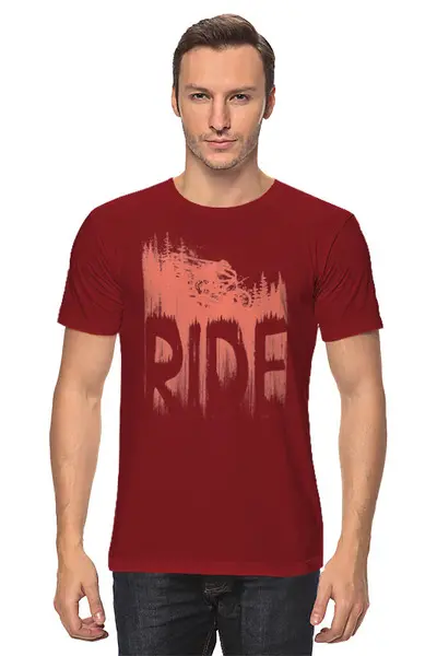 Заказать мужскую футболку в Москве. Футболка классическая Ride MTB  от oneredfoxstore@gmail.com - готовые дизайны и нанесение принтов.
