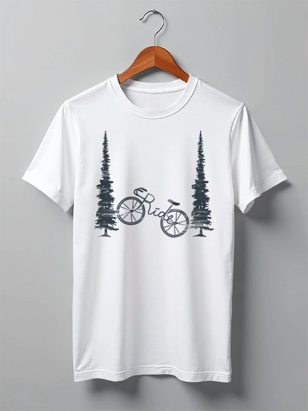 Заказать мужскую футболку в Москве. Футболка классическая Mountain Bike от oneredfoxstore@gmail.com - готовые дизайны и нанесение принтов.
