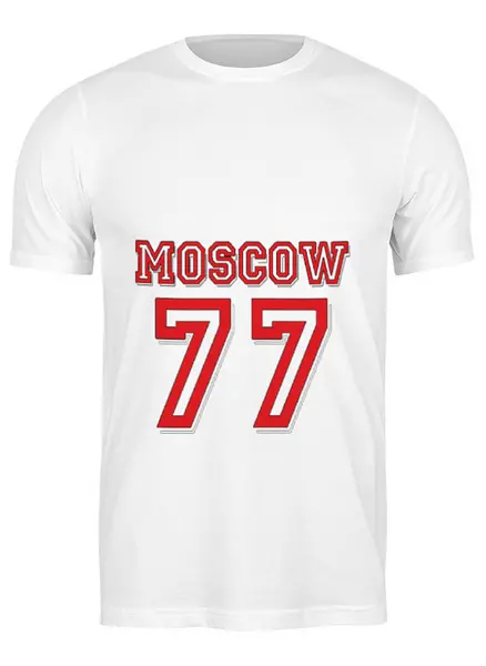 Заказать мужскую футболку в Москве. Футболка классическая 77 Moscow white от Muhammad Ruziev - готовые дизайны и нанесение принтов.