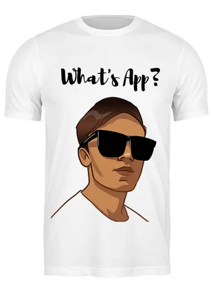 Заказать мужскую футболку в Москве. Футболка классическая What's App? от Alexandra Manakova - готовые дизайны и нанесение принтов.