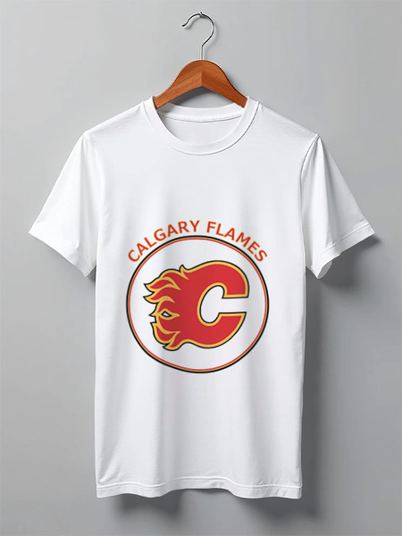 Заказать мужскую футболку в Москве. Футболка классическая Calgary Flames, от kspsshop - готовые дизайны и нанесение принтов.