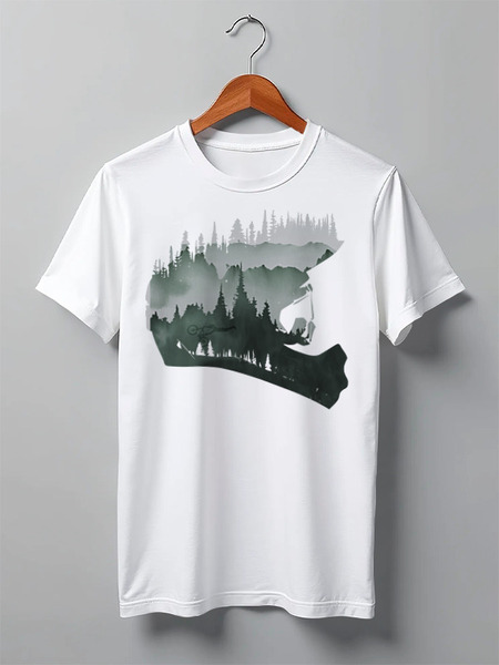 Заказать мужскую футболку в Москве. Футболка классическая Mountain Bike от oneredfoxstore@gmail.com - готовые дизайны и нанесение принтов.