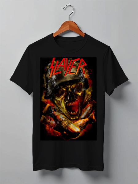 Заказать мужскую футболку в Москве. Футболка классическая Slayer thrash metal band от Leichenwagen - готовые дизайны и нанесение принтов.