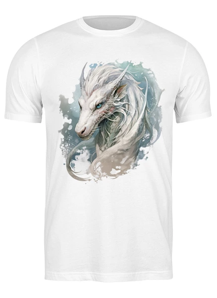 Заказать мужскую футболку в Москве. Футболка классическая White dragon от berggetov@gmail.com - готовые дизайны и нанесение принтов.