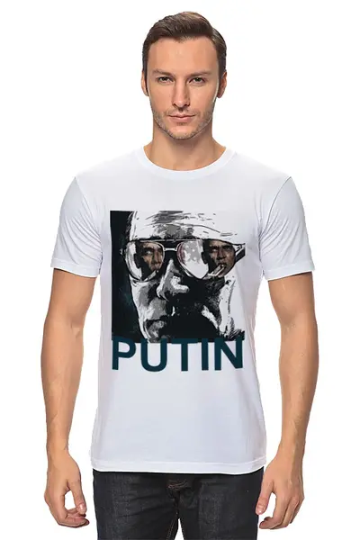 Заказать мужскую футболку в Москве. Футболка классическая Путин от Яхонт - готовые дизайны и нанесение принтов.