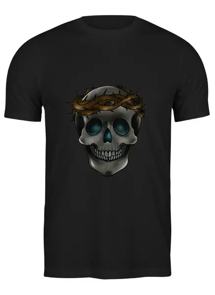 Заказать мужскую футболку в Москве. Футболка классическая skull in a crown of thorns от Даниил Шаповалов - готовые дизайны и нанесение принтов.