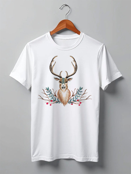 Заказать мужскую футболку в Москве. Футболка классическая Deer (олень) от Илья Щеблецов - готовые дизайны и нанесение принтов.