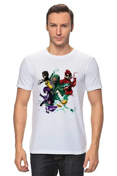 Заказать мужскую футболку в Москве. Футболка классическая Kick-Ass от YellowCloverShop - готовые дизайны и нанесение принтов.