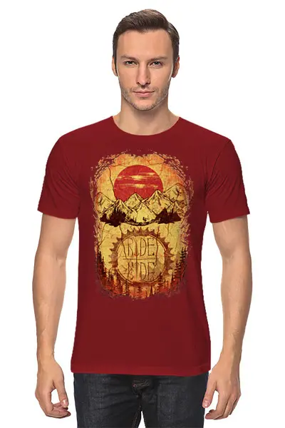 Заказать мужскую футболку в Москве. Футболка классическая Mountain Bike от oneredfoxstore@gmail.com - готовые дизайны и нанесение принтов.