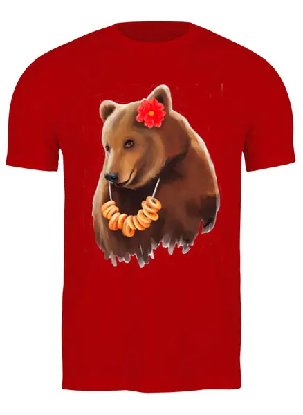 Заказать мужскую футболку в Москве. Футболка классическая Русский мишка  от T-shirt print  - готовые дизайны и нанесение принтов.