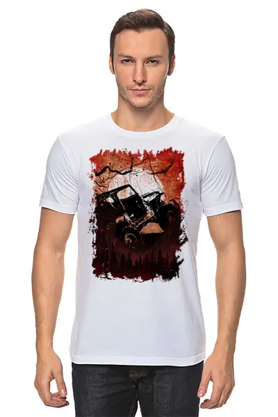 Заказать мужскую футболку в Москве. Футболка классическая  Offroad Expedition от oneredfoxstore@gmail.com - готовые дизайны и нанесение принтов.