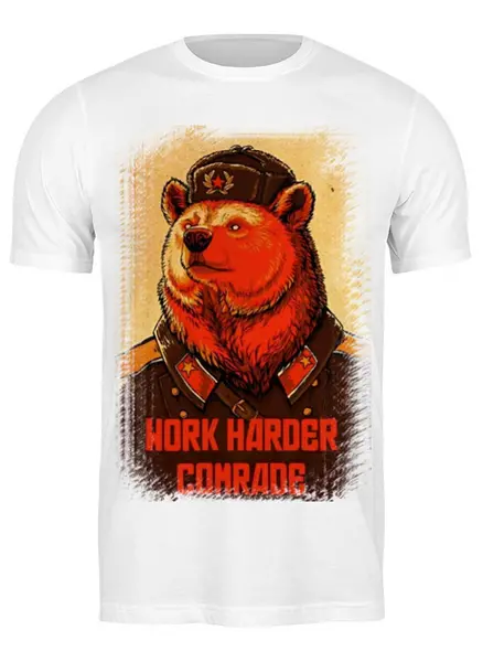 Заказать мужскую футболку в Москве. Футболка классическая Comrade Bear от Leichenwagen - готовые дизайны и нанесение принтов.
