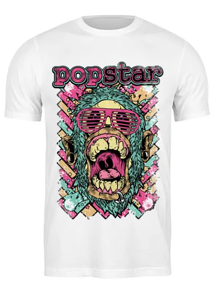 Заказать мужскую футболку в Москве. Футболка классическая Popstar от T-shirt print  - готовые дизайны и нанесение принтов.