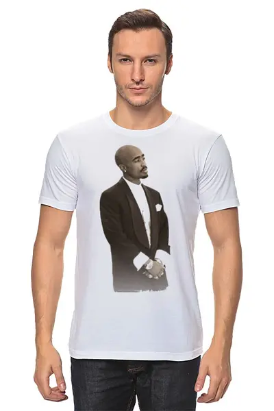 Заказать мужскую футболку в Москве. Футболка классическая 2Pac Shakur  от matax - готовые дизайны и нанесение принтов.