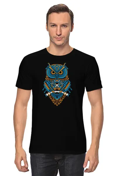 Заказать мужскую футболку в Москве. Футболка классическая Абстрактная сова от printik - готовые дизайны и нанесение принтов.
