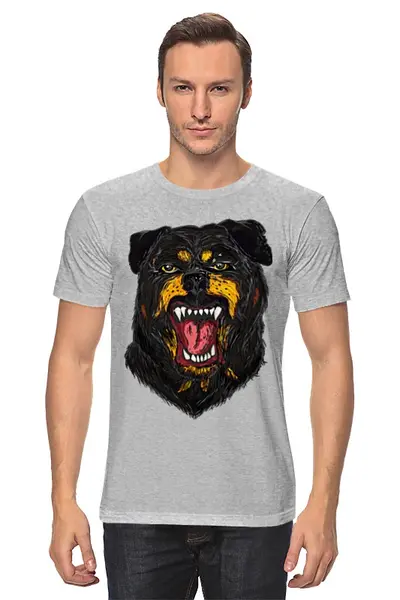 Заказать мужскую футболку в Москве. Футболка классическая Rottweiler от Tony Rizzo - готовые дизайны и нанесение принтов.