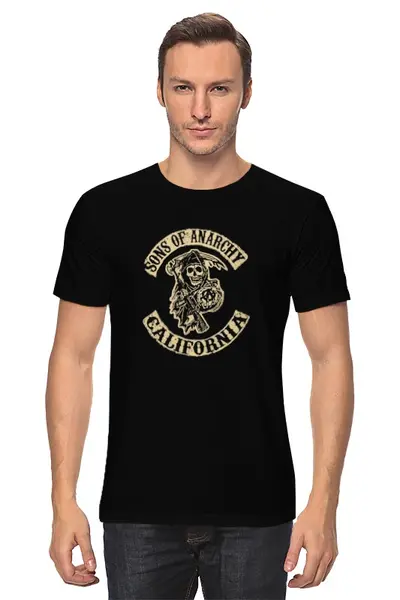Заказать мужскую футболку в Москве. Футболка классическая Sons of Anarchy  от cherdantcev - готовые дизайны и нанесение принтов.