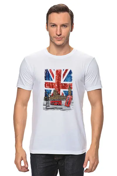 Заказать мужскую футболку в Москве. Футболка классическая Англия от сергей дудников - готовые дизайны и нанесение принтов.