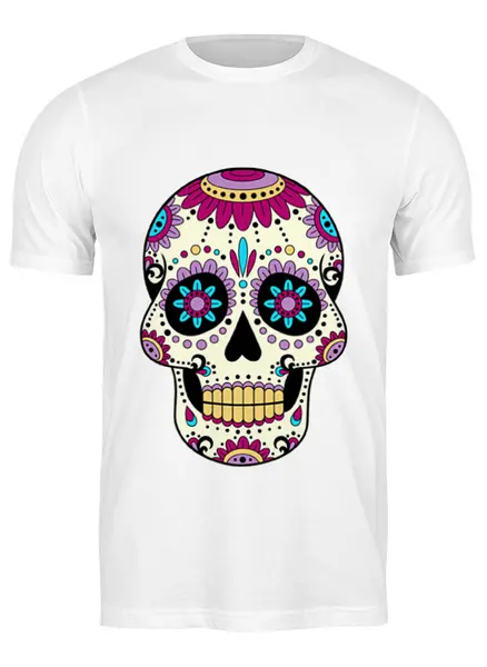 Заказать мужскую футболку в Москве. Футболка классическая Мексиканский череп от BeliySlon - готовые дизайны и нанесение принтов.