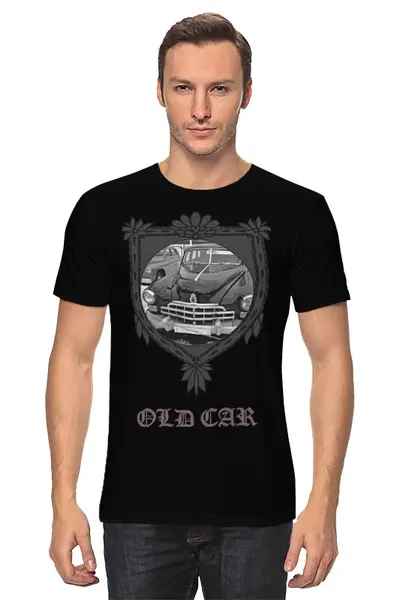 Заказать мужскую футболку в Москве. Футболка классическая Old car от Руслан - готовые дизайны и нанесение принтов.