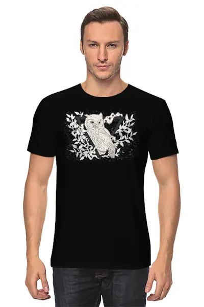 Заказать мужскую футболку в Москве. Футболка классическая Owl Here от oneredfoxstore@gmail.com - готовые дизайны и нанесение принтов.