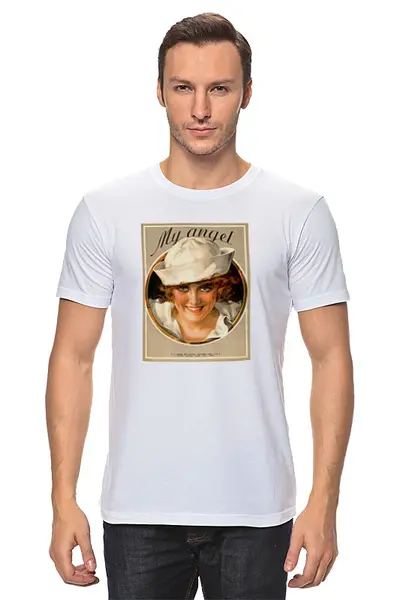 Заказать мужскую футболку в Москве. Футболка классическая Мой ангел от Lansky - готовые дизайны и нанесение принтов.
