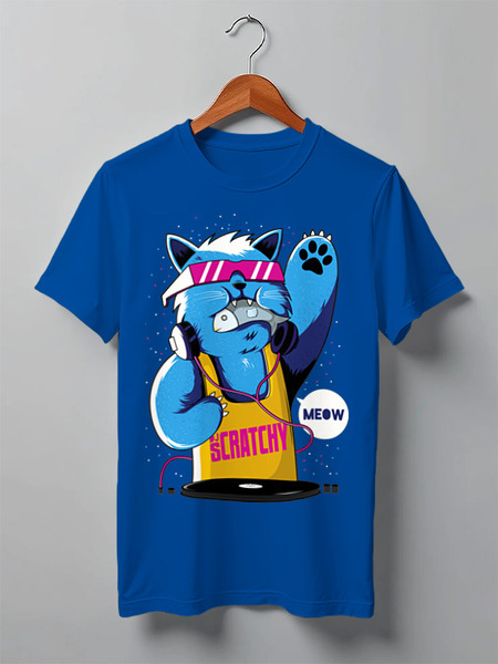 Заказать мужскую футболку в Москве. Футболка классическая Кот Диджей от printik - готовые дизайны и нанесение принтов.