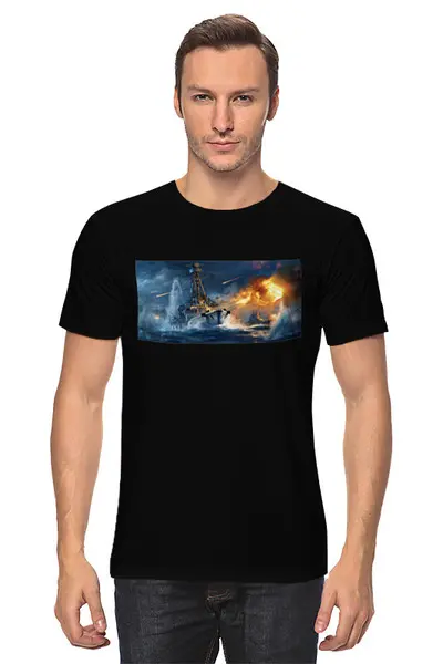 Заказать мужскую футболку в Москве. Футболка классическая World of Warships от TheAndarz  - готовые дизайны и нанесение принтов.