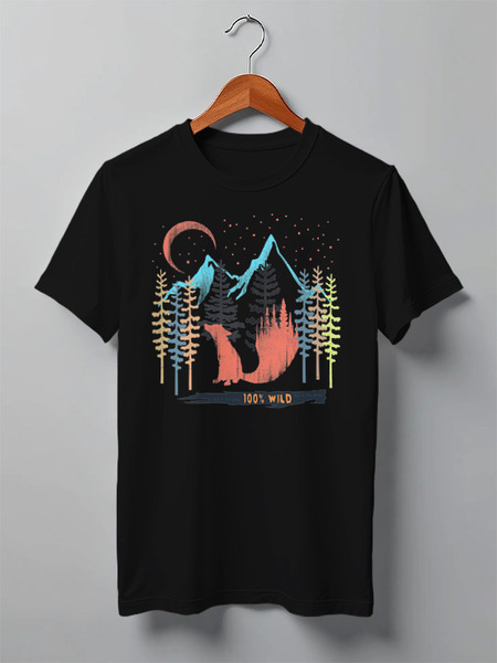 Заказать мужскую футболку в Москве. Футболка классическая Fox Here от oneredfoxstore@gmail.com - готовые дизайны и нанесение принтов.