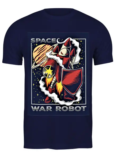 Заказать мужскую футболку в Москве. Футболка классическая Война роботов от Print design  - готовые дизайны и нанесение принтов.