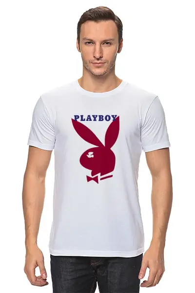 Заказать мужскую футболку в Москве. Футболка классическая Playboy от PlayboyRussia.com - готовые дизайны и нанесение принтов.