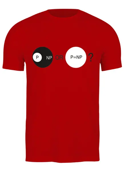 Заказать мужскую футболку в Москве. Футболка классическая P=NP? от darkdrag@badboot.ru - готовые дизайны и нанесение принтов.