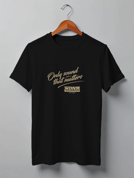 Заказать мужскую футболку в Москве. Футболка классическая WDNH Records black t-shirt от Alcochat - готовые дизайны и нанесение принтов.