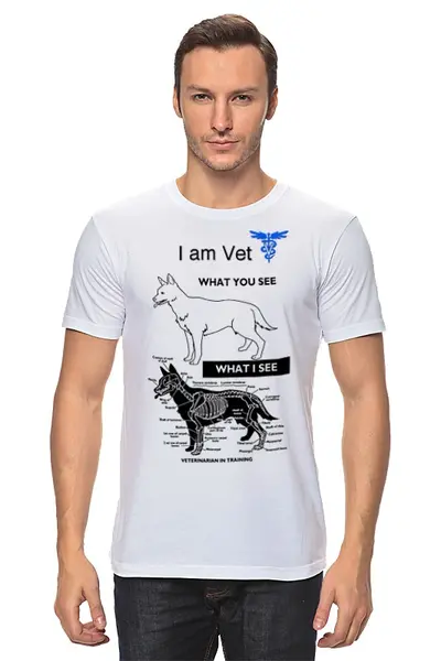 Заказать мужскую футболку в Москве. Футболка классическая Я - ветеринар от orca - готовые дизайны и нанесение принтов.