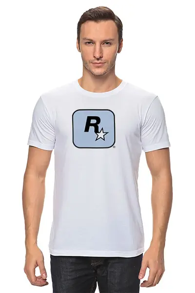 Заказать мужскую футболку в Москве. Футболка классическая Rockstar Light-Blue от GOOD PRINT - готовые дизайны и нанесение принтов.