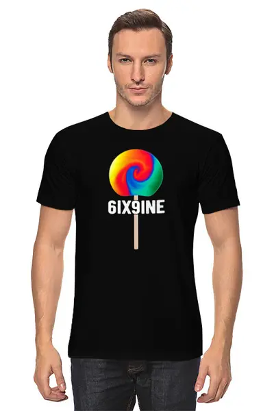 Заказать мужскую футболку в Москве. Футболка классическая 6ix9ine от #GOGEL#MOGEL от #GOGEL #MOGEL - готовые дизайны и нанесение принтов.