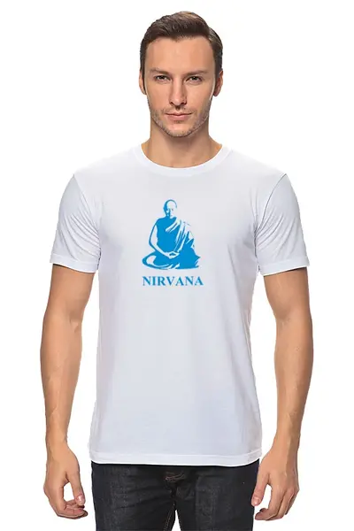 Заказать мужскую футболку в Москве. Футболка классическая Nirvana-blue от LINGAM ART | lingam.ord@gmail.com - готовые дизайны и нанесение принтов.