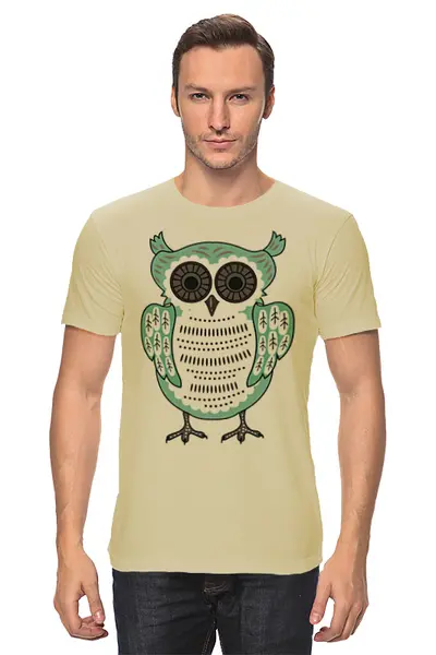 Заказать мужскую футболку в Москве. Футболка классическая Owl Here от oneredfoxstore@gmail.com - готовые дизайны и нанесение принтов.