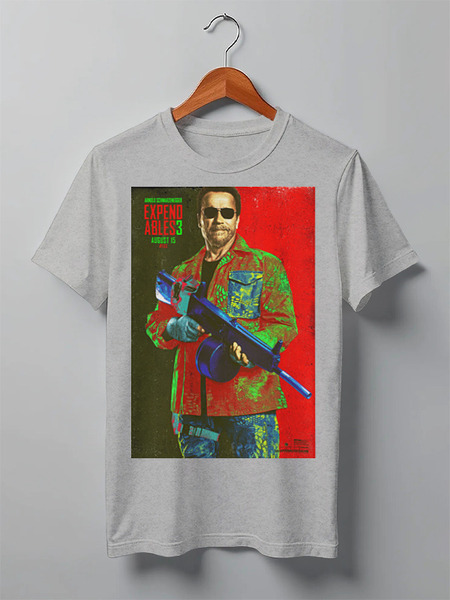 Заказать мужскую футболку в Москве. Футболка классическая Expendables III Shwarzenegger colors от KinoArt - готовые дизайны и нанесение принтов.