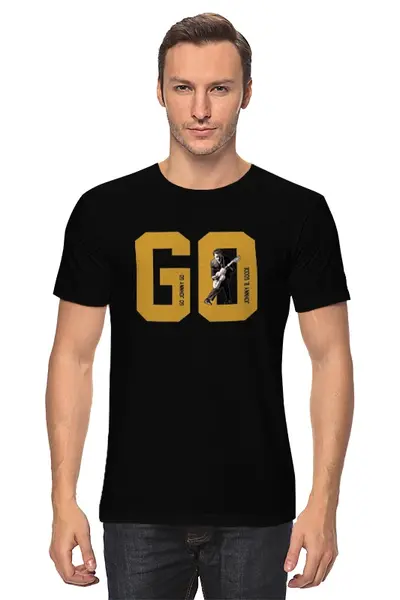 Заказать мужскую футболку в Москве. Футболка классическая Go, Go Johnny Go! от Рустам Юсупов - готовые дизайны и нанесение принтов.