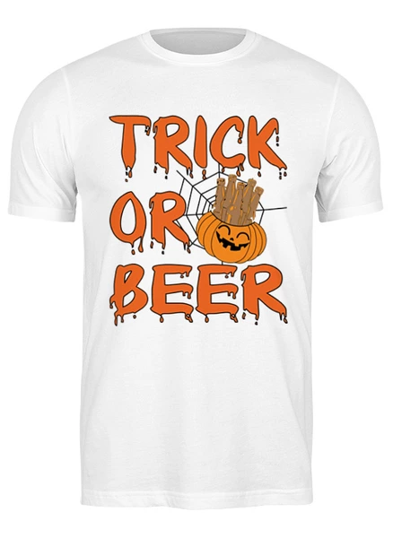 Заказать мужскую футболку в Москве. Футболка классическая Trick or beer от skynatural - готовые дизайны и нанесение принтов.