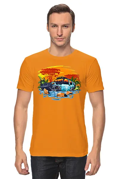 Заказать мужскую футболку в Москве. Футболка классическая Внедорожник  от T-shirt print  - готовые дизайны и нанесение принтов.