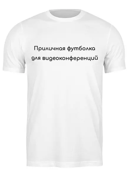 Заказать мужскую футболку в Москве. Футболка классическая Приличная для видеоконференций  от Startech.vc  - готовые дизайны и нанесение принтов.