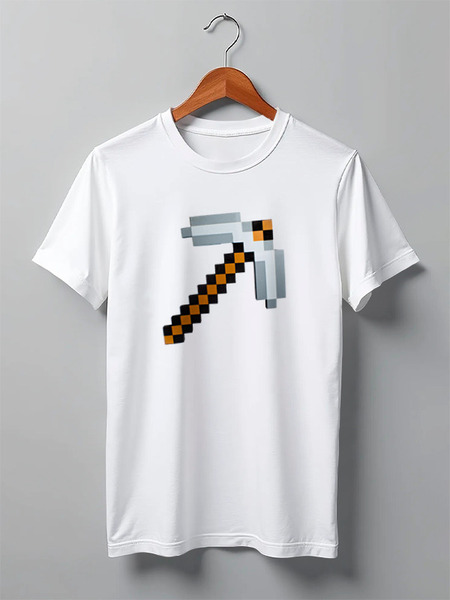 Заказать мужскую футболку в Москве. Футболка классическая Minecraft - Кирка от klip - готовые дизайны и нанесение принтов.