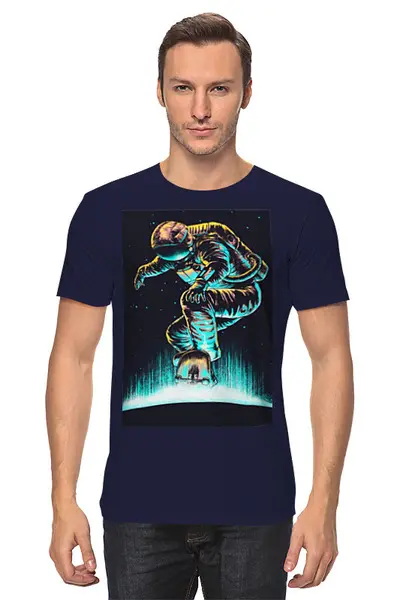 Заказать мужскую футболку в Москве. Футболка классическая Космонавт от THE_NISE  - готовые дизайны и нанесение принтов.