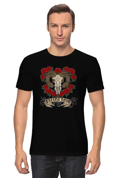 Заказать мужскую футболку в Москве. Футболка классическая Fallen Love/демон от Luberetsky  - готовые дизайны и нанесение принтов.