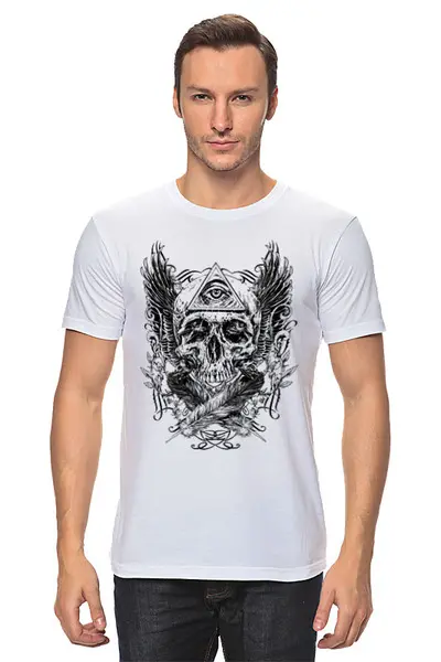 Заказать мужскую футболку в Москве. Футболка классическая skull от Никита Коледенков - готовые дизайны и нанесение принтов.