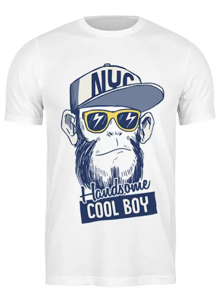 Заказать мужскую футболку в Москве. Футболка классическая Brooklyn monkey от fairpoker@mail.ru - готовые дизайны и нанесение принтов.