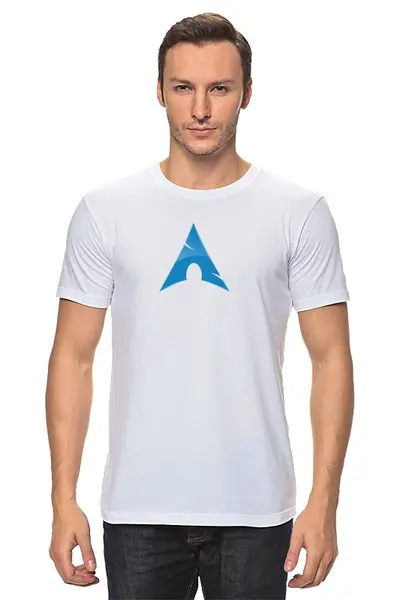 Заказать мужскую футболку в Москве. Футболка классическая Фанат Arch Linux от byromul - готовые дизайны и нанесение принтов.