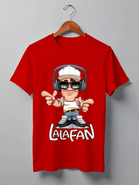 Заказать мужскую футболку в Москве. Футболка классическая LalaFan DJ T-Shirt (красная, муж.) от LalaFan  - готовые дизайны и нанесение принтов.